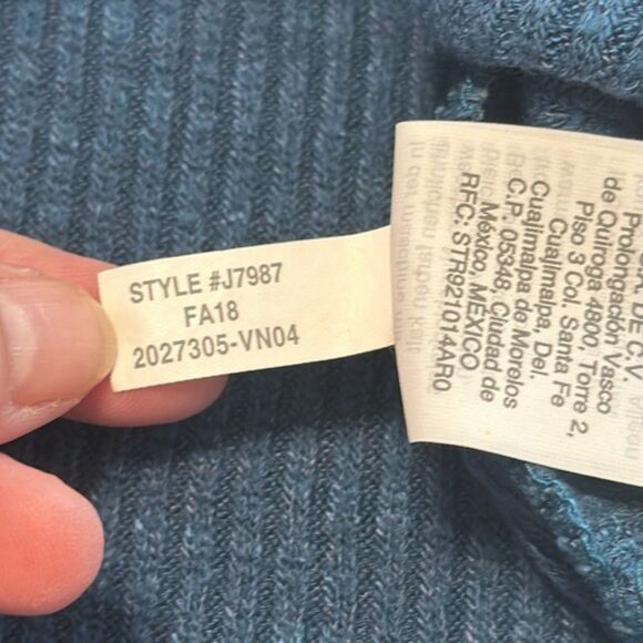 J Crew Point Sur Tunic Waffle Knit Shirt Thermal Womens Medium Teal Round Neck - Picture 8 of 10